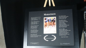 Marathon:    An Etched Picture Poem  20×16 Inches