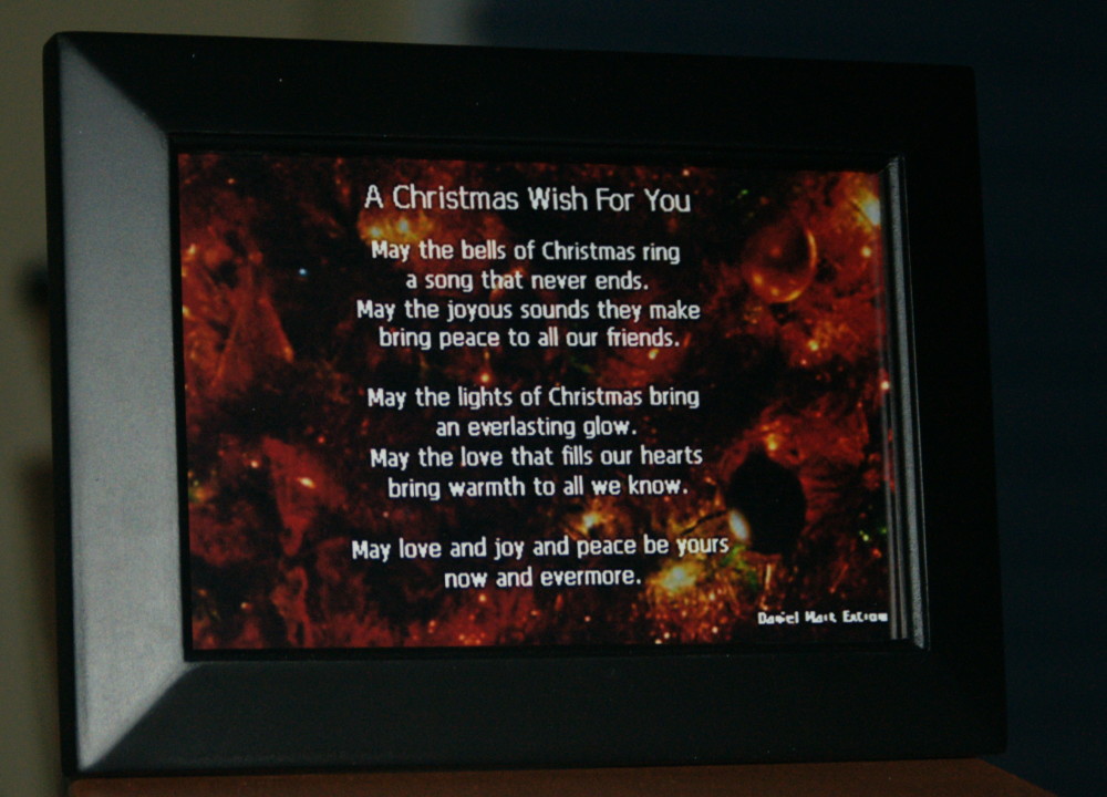 "May the lights of Christmas bring / an everlasting glow . . ."