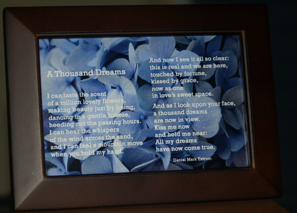 A Thousand Dreams Brown Frame 6x4 Blue Flowers